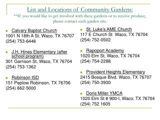 Calvary Baptist Church 1001 N 18th A St, Waco, TX 76707 (254) 753-6446