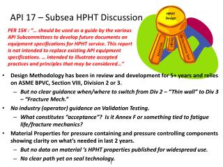 API 17 – Subsea HPHT Discussion