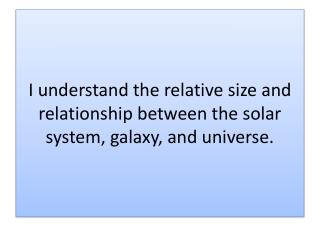 I understand the relative size and relationship between the solar system, galaxy, and universe.