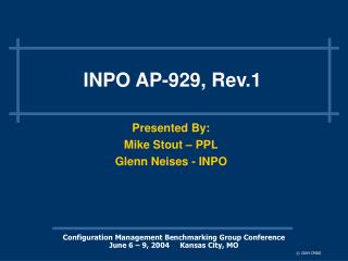 INPO AP-929, Rev.1
