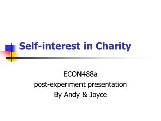 Self-interest in Charity