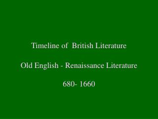 Timeline of British Literature