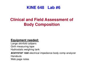 Clinical and Field Assessment of Body Composition