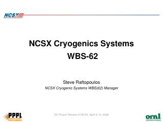 NCSX Cryogenics Systems WBS-62