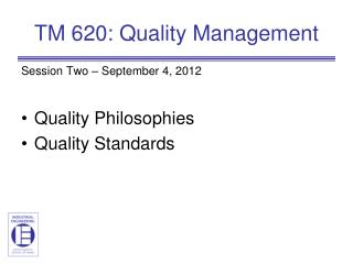 TM 620: Quality Management