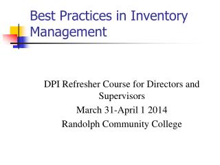 Best Practices in Inventory Management