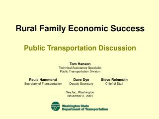 Rural Family Economic Success Public Transportation Discussion