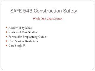 SAFE 543 Construction Safety