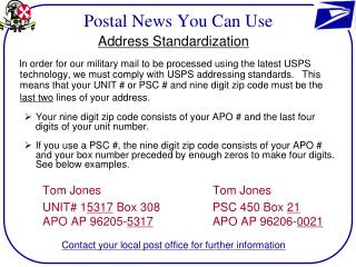 Postal News You Can Use