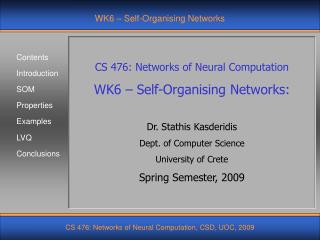 WK6 – Self-Organising Networks