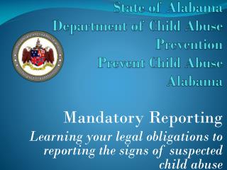 State of Alabama Department of Child Abuse Prevention Prevent Child Abuse Alabama
