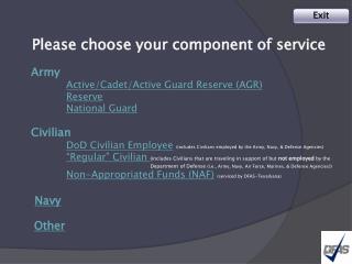 Please choose your component of service
