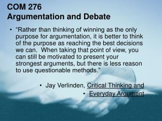 COM 276 Argumentation and Debate