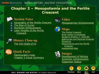 Chapter 3 – Mesopotamia and the Fertile Crescent