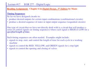 Lecture #17 EGR 277 – Digital Logic
