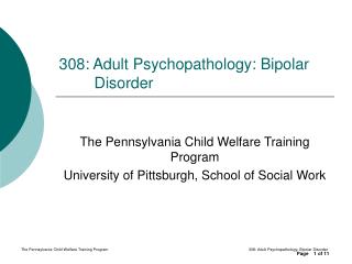 308: Adult Psychopathology: Bipolar Disorder