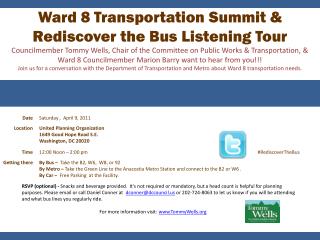 Ward 8 Transportation Summit &amp; Rediscover the Bus Listening Tour