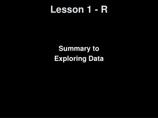 Lesson 1 - R