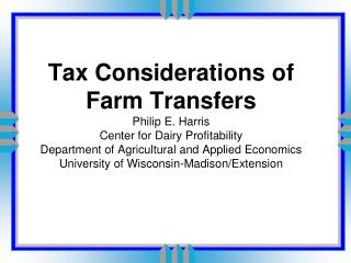Alternatives for transferring farm assets	p. 1