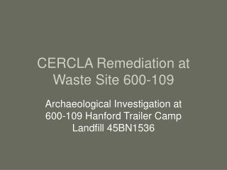 CERCLA Remediation at Waste Site 600-109