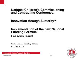 National Children’s Commissioning 					and Contracting Conference.