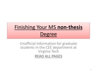 Finishing Your MS non-thesis Degree