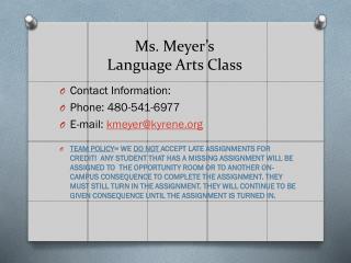 Ms. Meyer’s Language Arts Class