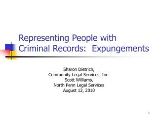 Representing People with Criminal Records: Expungements