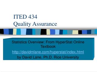 ITED 434 Quality Assurance