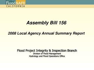 Assembly Bill 156 2008 Local Agency Annual Summary Report