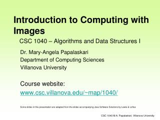 CSC 1040 – Algorithms and Data Structures I