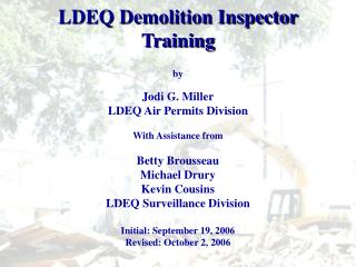 LDEQ Demolition Inspector Training