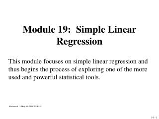 Module 19: Simple Linear Regression