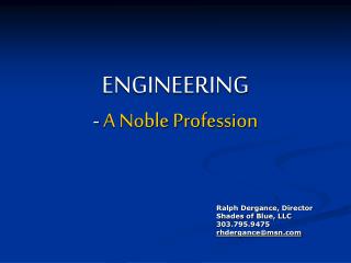 ENGINEERING - A Noble Profession