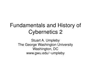 Fundamentals and History of Cybernetics 2