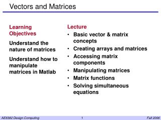 Vectors and Matrices