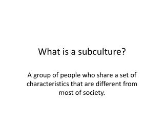 What is a subculture?