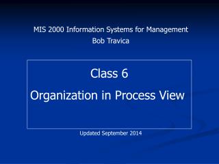 Class 6 Organization in Process View