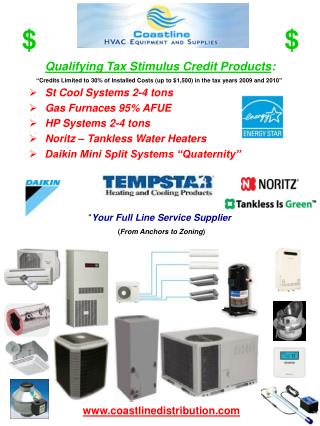 Qualifying Tax Stimulus Credit Products : St Cool Systems 2-4 tons Gas Furnaces 95% AFUE