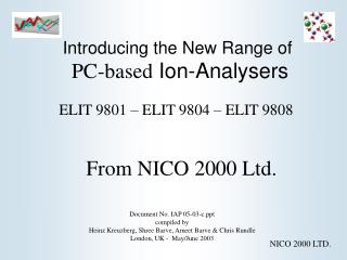 Introducing the New Range of PC-based Ion-Analysers