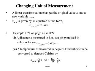 Changing Unit of Measurement