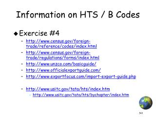 Information on HTS / B Codes