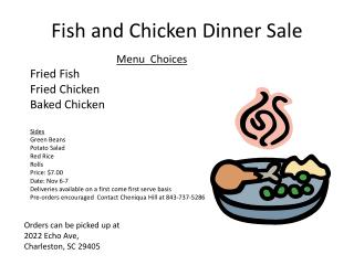 Fish and Chicken Dinner Sale