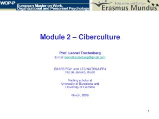 Module 2 – Ciberculture Prof. Leonel Tractenberg E-mai: leoneltractenberg@gmail
