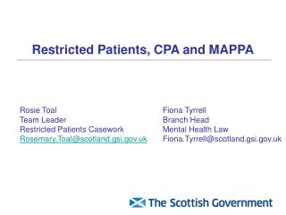Restricted Patients, CPA and MAPPA
