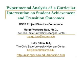 Experimental Analysis of a Curricular Intervention on Student Achievement and Transition Outcomes