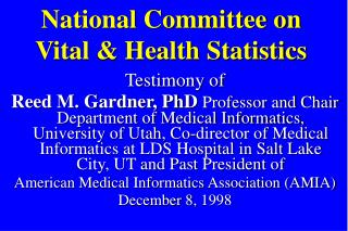 National Committee on Vital &amp; Health Statistics
