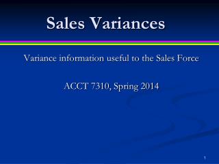 Sales Variances