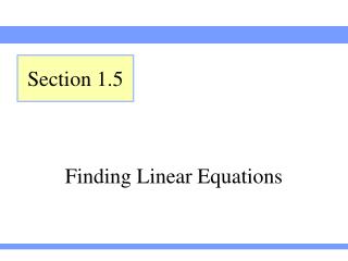 Finding Linear Equations
