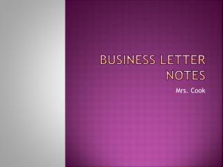 Business Letter Notes